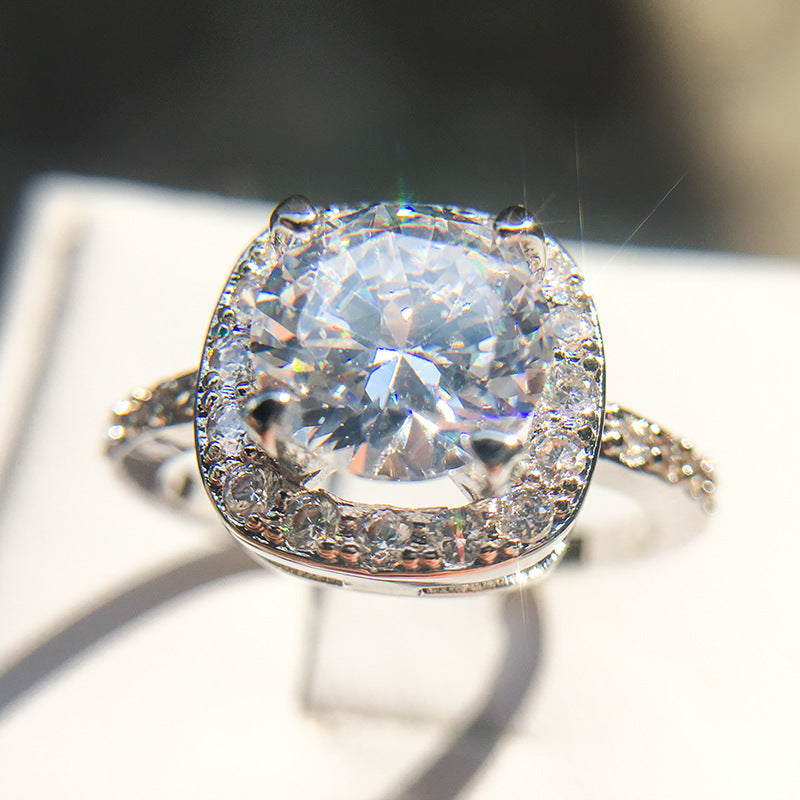 Cubic Zirconia Promise Halo Engagement Promise Eternity Ring