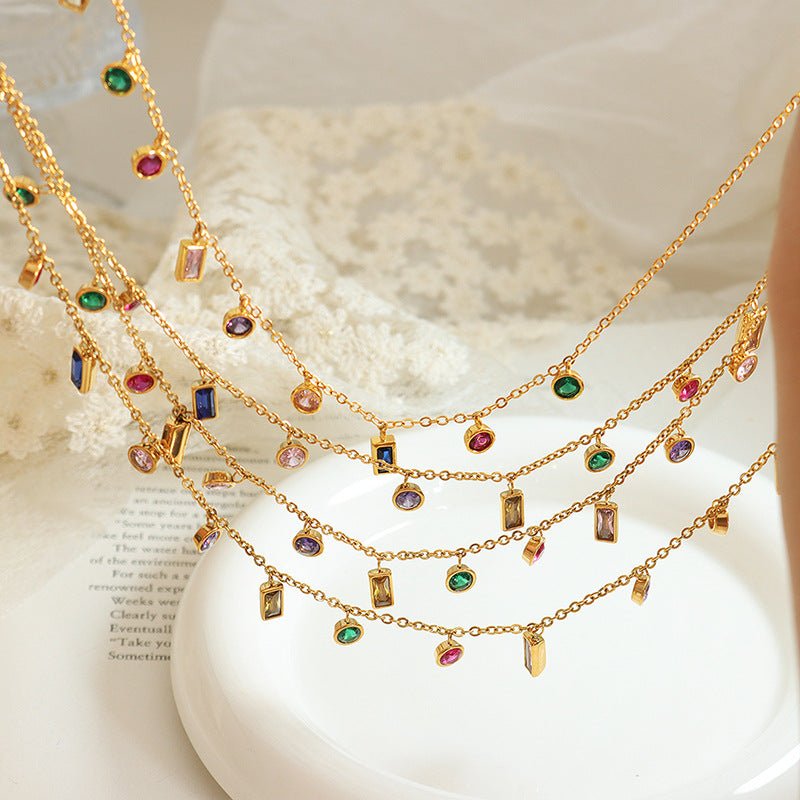 Colorful Jewel Necklace Boho Crystal Rainbow Choker Necklaces