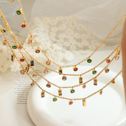 Colorful Jewel Necklace Boho Crystal Rainbow Choker Necklaces