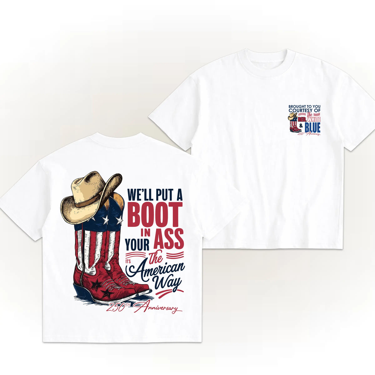 American Western Cowboy Graphic T-Shirt – Vintage Red White & Blue Tee sweatshirt Hoodie