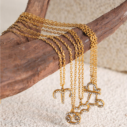 12 Constellations Sign Of Star Zodiac Pendant Chain Necklace