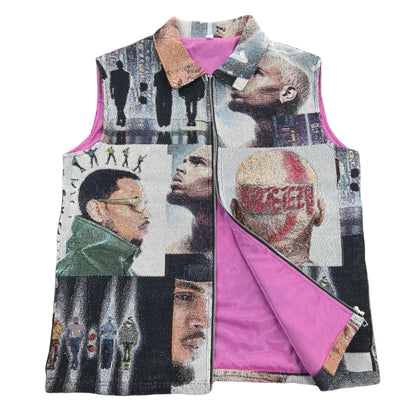 Artistic Streetwear Tapestry Sleeveless Jacket