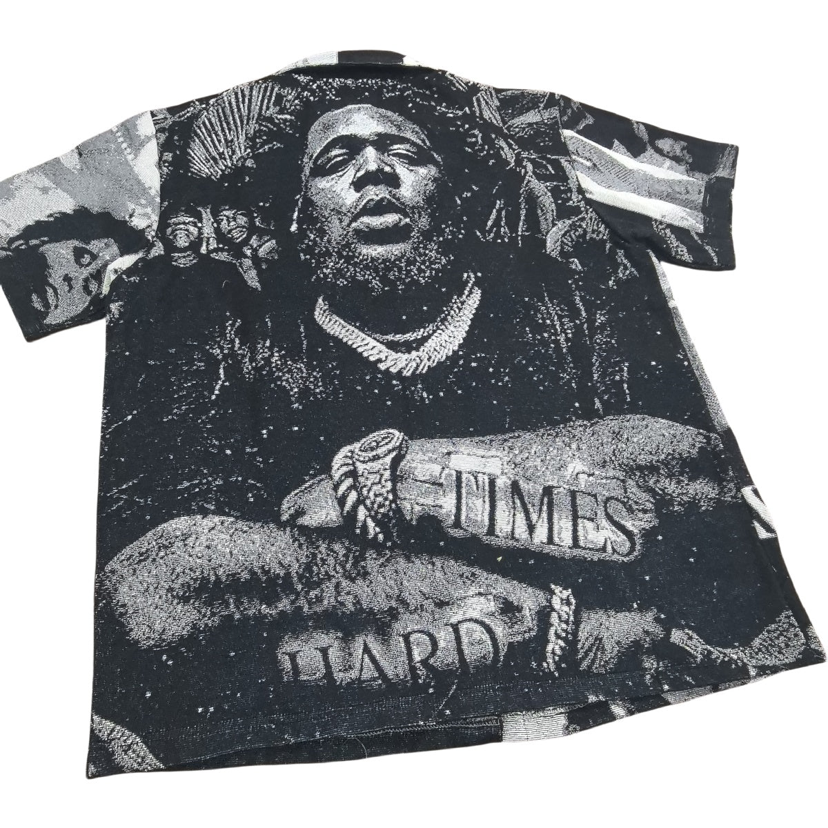 Black & White Hip Hop Tapestry Button-Up Shirt