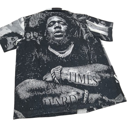 Black & White Hip Hop Tapestry Button-Up Shirt