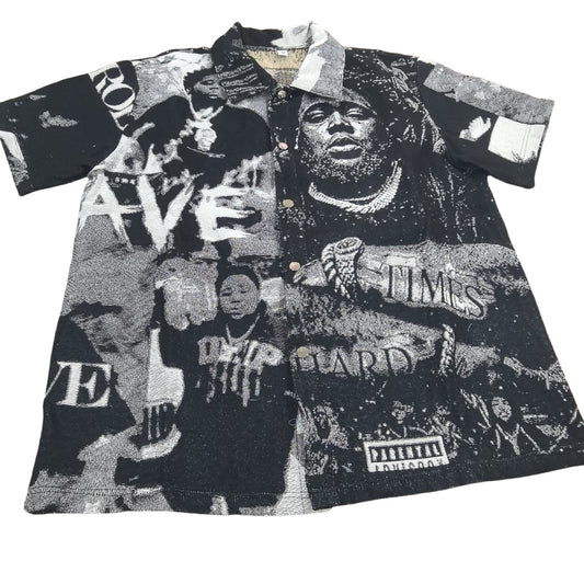 Black & White Hip Hop Tapestry Button-Up Shirt