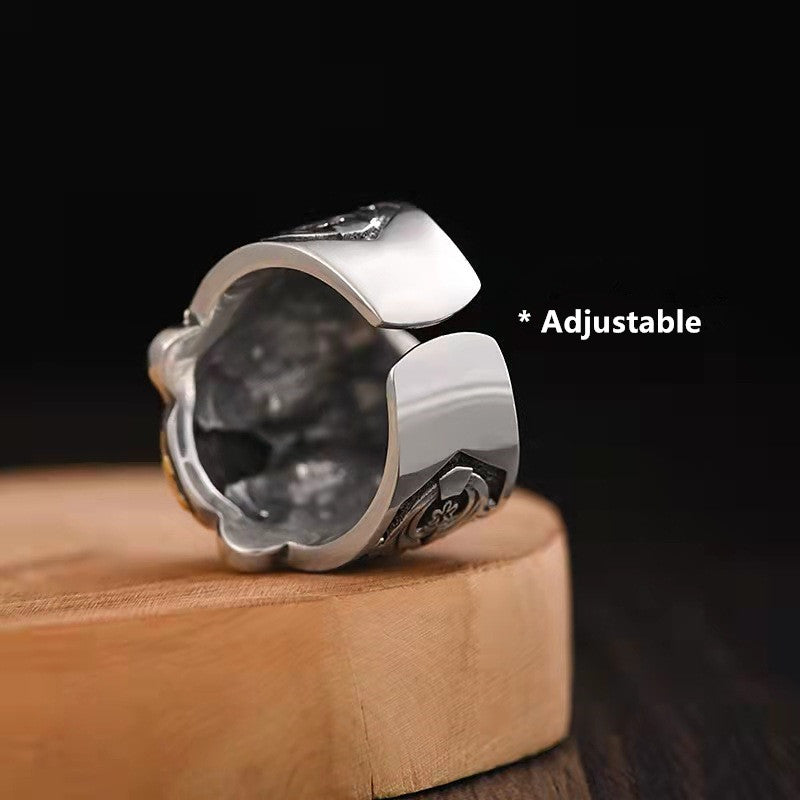 Tiger Head Punk Gothic Adjustable Knuckle Open Ring for Men