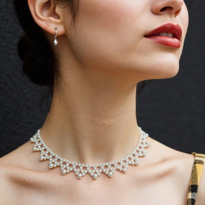 Handmade Ethereal Artificial Pearl Enchanted Lace Like Choker