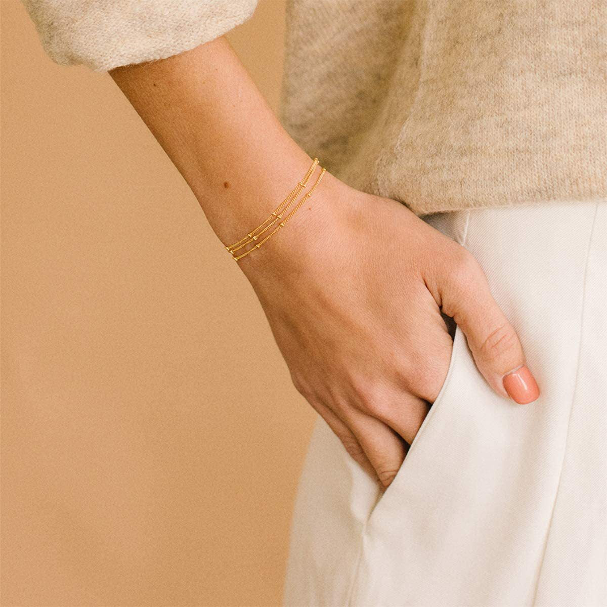 3 Layered Dainty Satellite Chain Bracelet