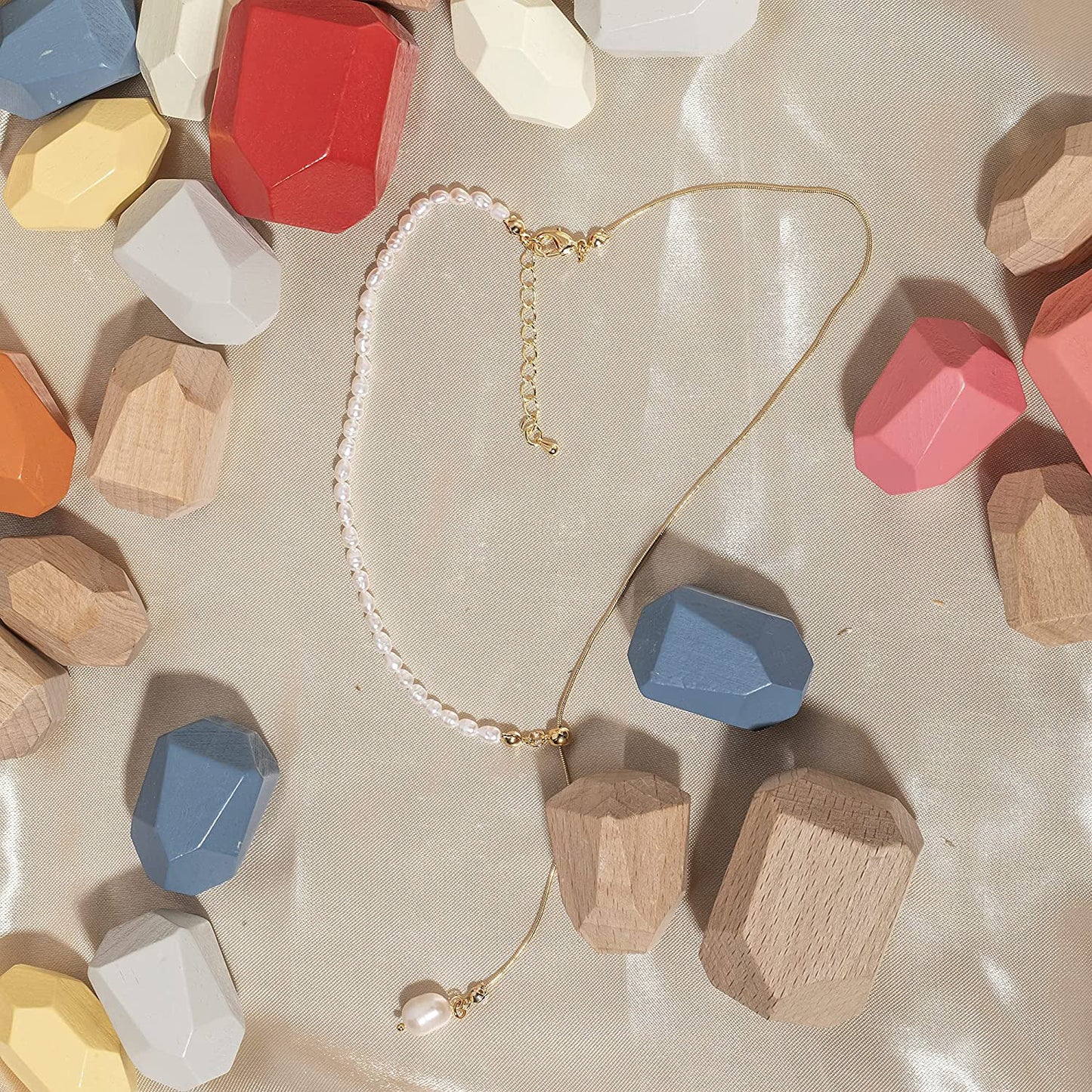 Y-Shaped Lariat Chain 14k Gold Link Drop Long Charm Necklace