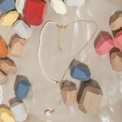 Y-Shaped Lariat Chain 14k Gold Link Drop Long Charm Necklace