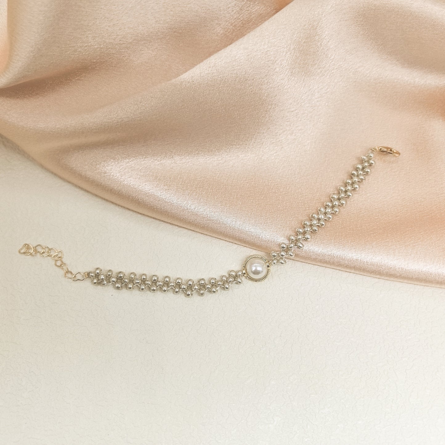 Elegant Handcrafted Pearl and Bead Bracelet