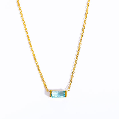 12 Birthstone Zircon Pendant Necklace