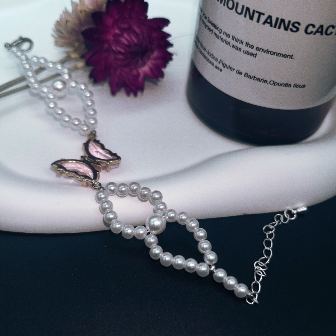 Elegant Artificial Pearl Butterfly Bracelet - Handcrafted Jewelry for Everyday Elegance