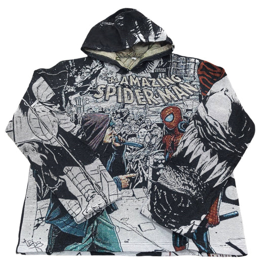 Spider-Man & Venom Tapestry Short Sleeve Button Hoodie