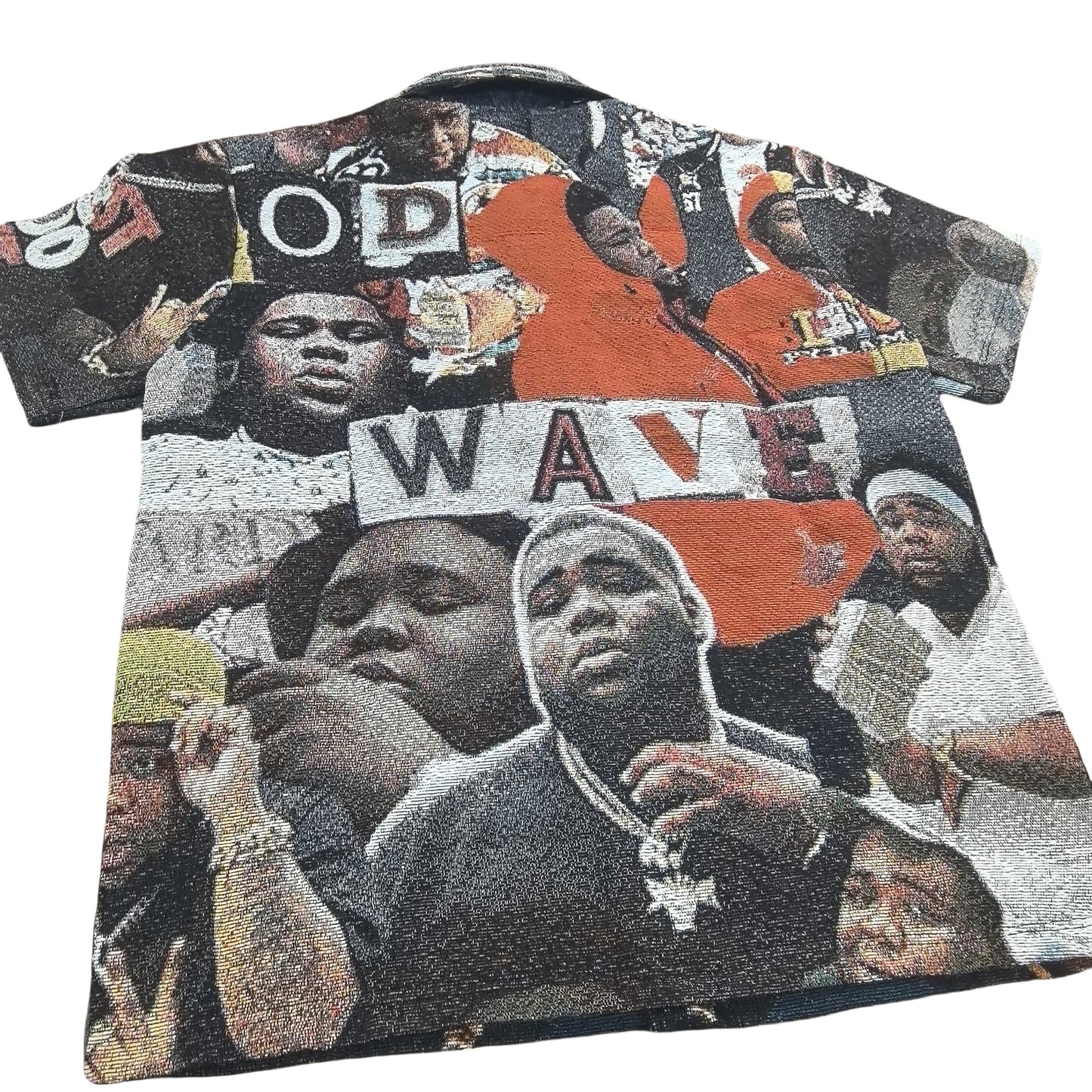 Hip Hop Collage Tapestry Button-Up Shirt