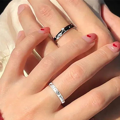 The Little Prince and Roses S925 Sterling Silver Adjustable Couple Rings