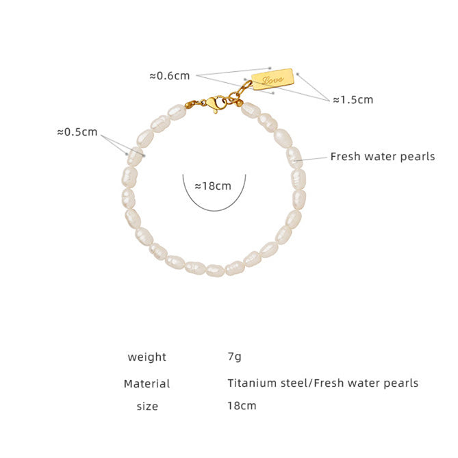 Freshwater Pearl Bracelet with Love Pendant