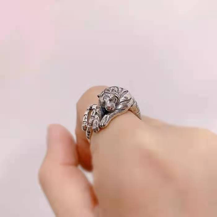 Punk Lizard Tiger Animal Opening Adjustable Ring for Men