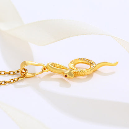 24K Gold Plated Snake Pendant Necklace
