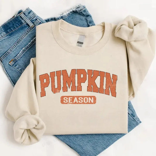 Women's Vintage Pumpkin Season Graphic Crewneck Sweatshirt, Retro Fall Long Sleeve Pullover