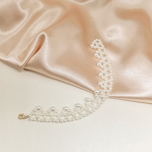 Handmade Ethereal Artificial Pearl Enchanted Lace Like Choker