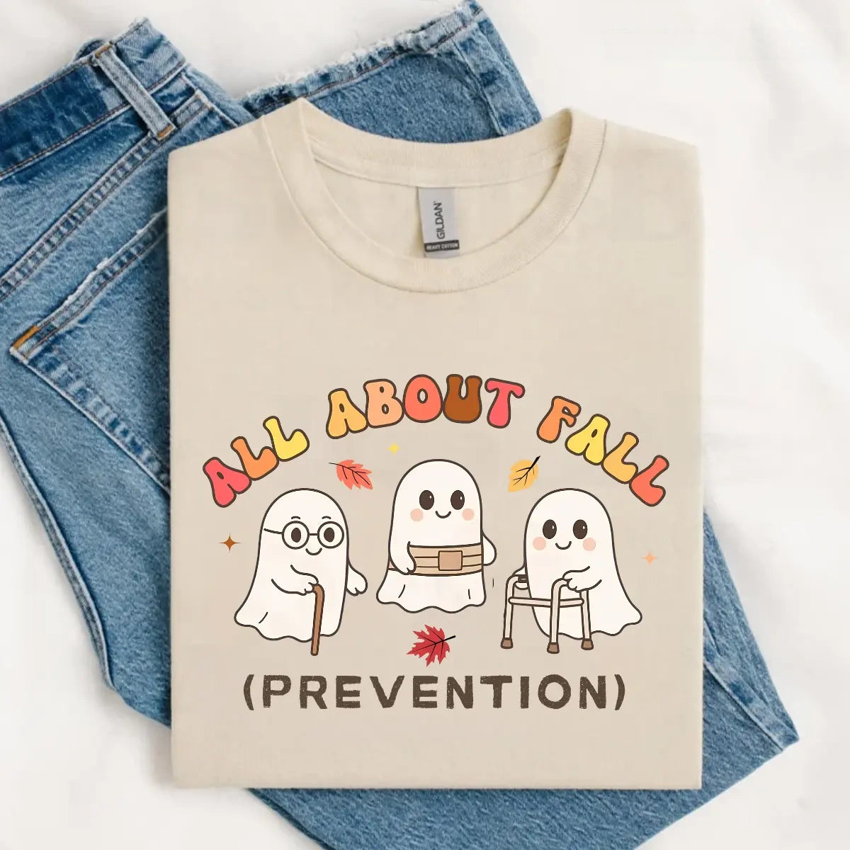 All About Fall (Prevention) Ghost Graphic T-Shirt – Cute Halloween & Autumn Tee sweatshirt Hoodie