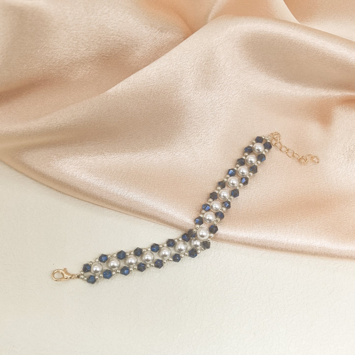 Charming Teal Symphony-Handcrafted Pearl Bracelet