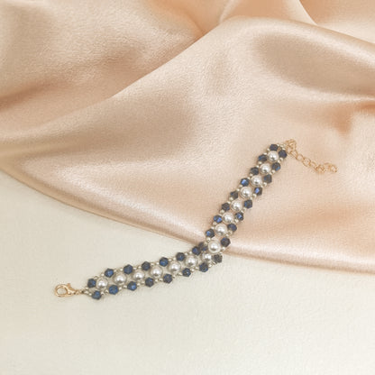 Charming Teal Symphony-Handcrafted Pearl Bracelet