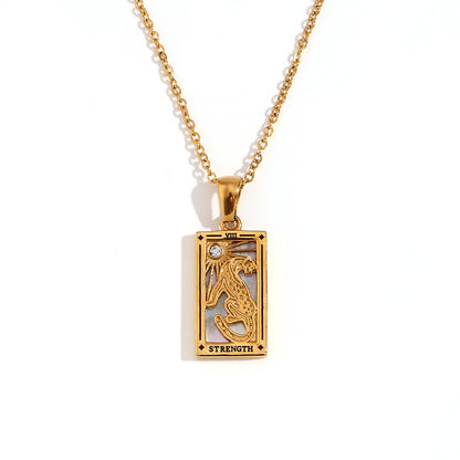 Fashion Stainless Steel 18K Gold Plated Retro Original Design Tarot Card Necklace