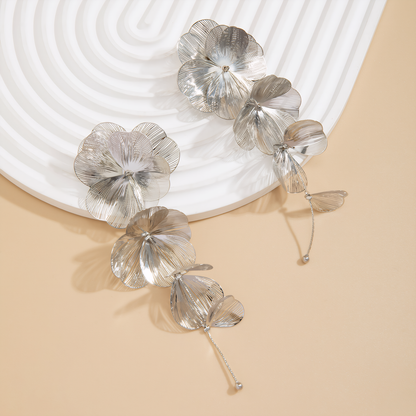 Handcrafted Copper Elegant Cascading Ginkgo Leaves Earrings