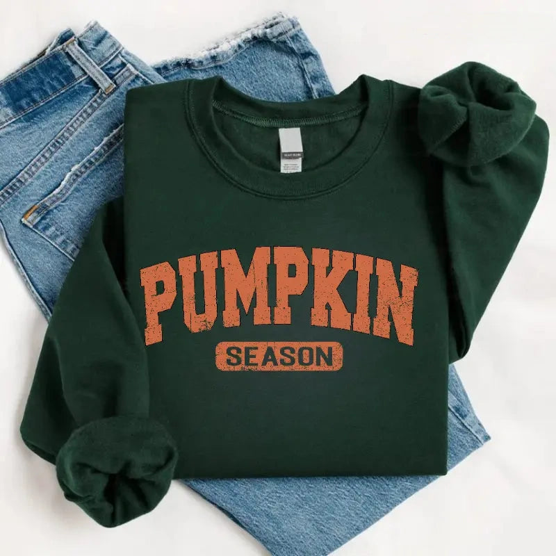 Women's Vintage Pumpkin Season Graphic Crewneck Sweatshirt, Retro Fall Long Sleeve Pullover