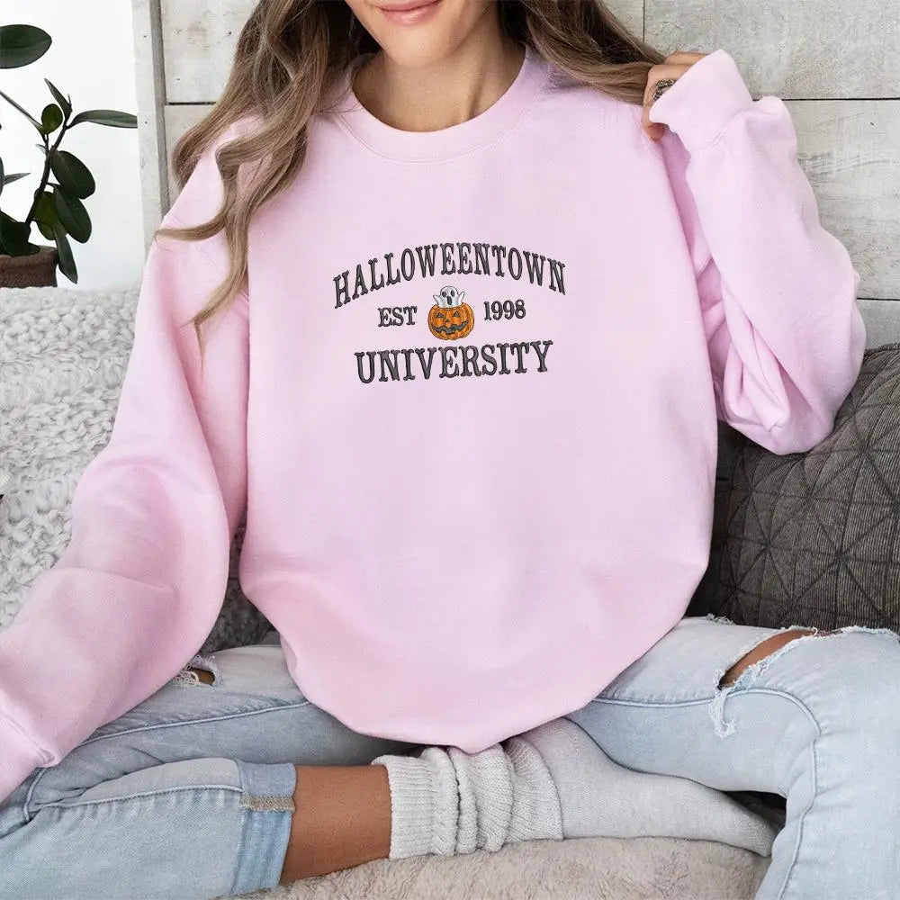 Halloween Town University Crewneck Sweatshirt – Vintage Halloween Pink Pullover