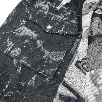 Black Hip-Hop Portrait Woven Tapestry Cargo Pants