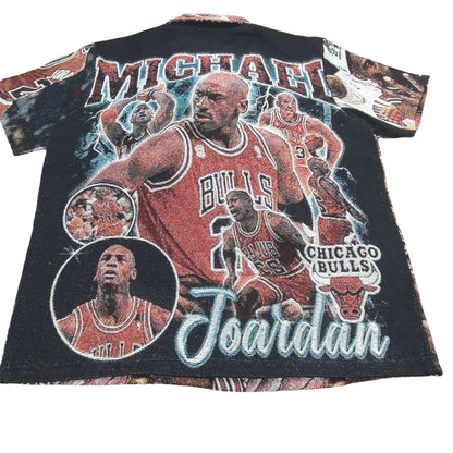 Vintage Basketball Legend Tapestry Button-Up Shirt