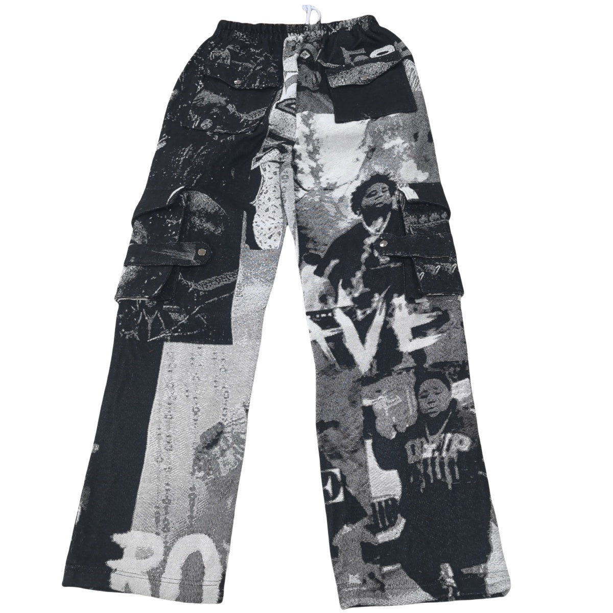 Black Hip-Hop Portrait Woven Tapestry Cargo Pants