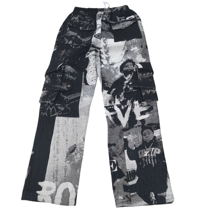 Black Hip-Hop Portrait Woven Tapestry Cargo Pants