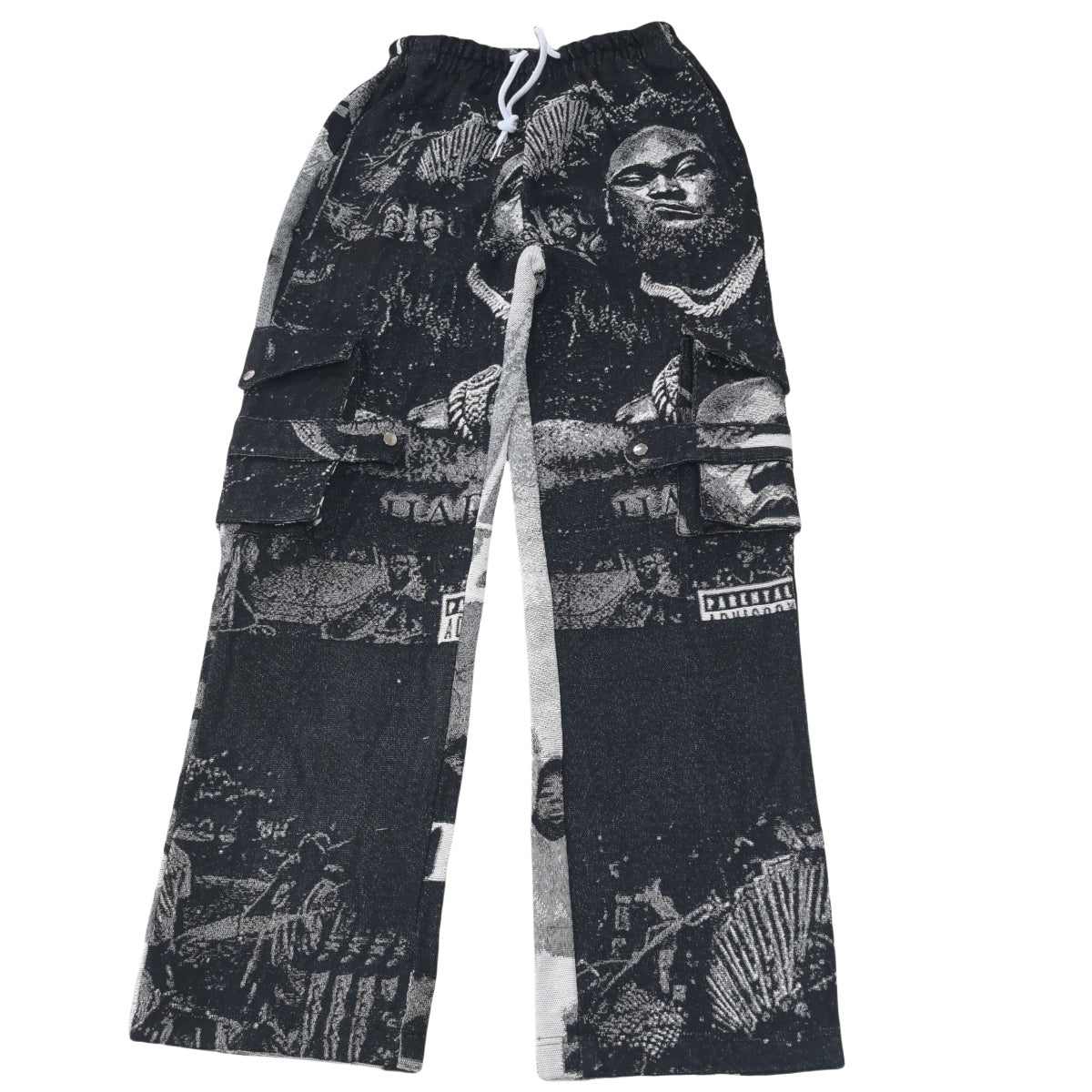 Black Hip-Hop Portrait Woven Tapestry Cargo Pants
