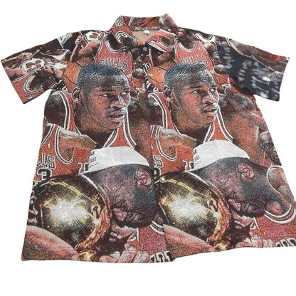 Vintage Basketball Legend Tapestry Button-Up Shirt