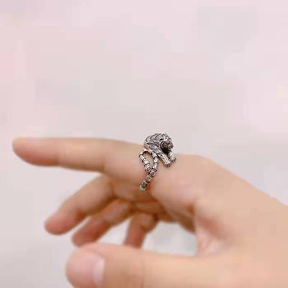 Punk Lizard Tiger Animal Opening Adjustable Ring for Men