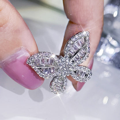 Butterfly Necklace Stud Earrings Rings Set 3PCS Jewelry Sets