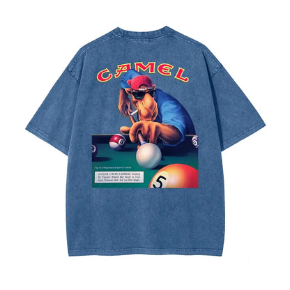 Vintage Camel Pool Player Graphic T-Shirt