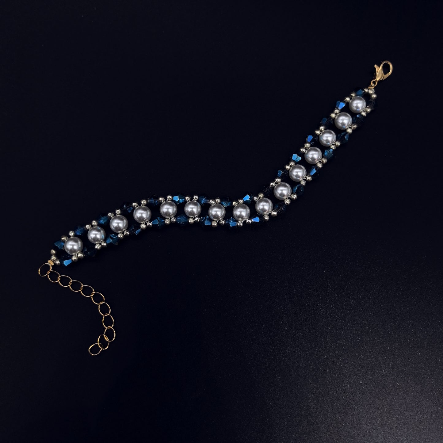 Charming Teal Symphony-Handcrafted Pearl Bracelet