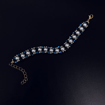 Charming Teal Symphony-Handcrafted Pearl Bracelet