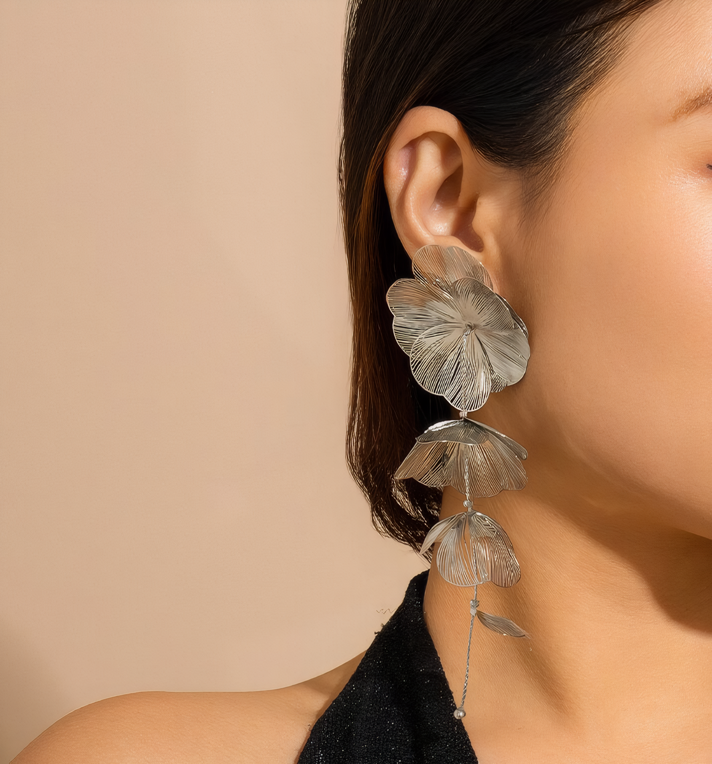 Handcrafted Copper Elegant Cascading Ginkgo Leaves Earrings