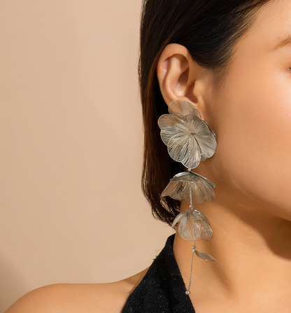 Handcrafted Copper Elegant Cascading Ginkgo Leaves Earrings