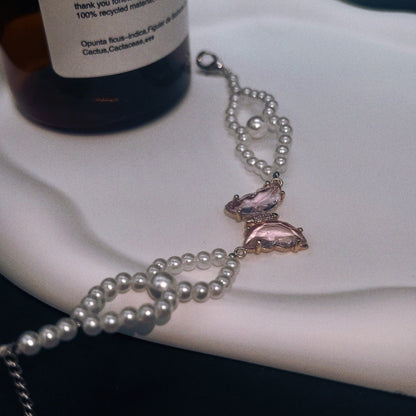 Elegant Artificial Pearl Butterfly Bracelet - Handcrafted Jewelry for Everyday Elegance