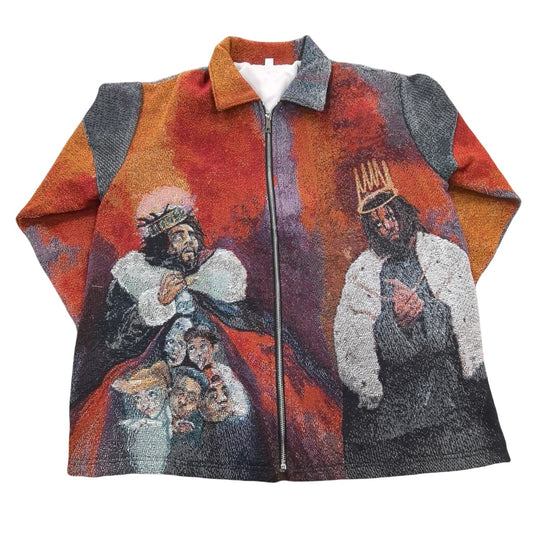 Rap Culture Collage Woven Jacquard Tapestry Jacket