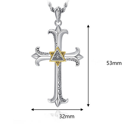 Cross Necklace Sword Masonic All Seeing Eye Pendant Necklace