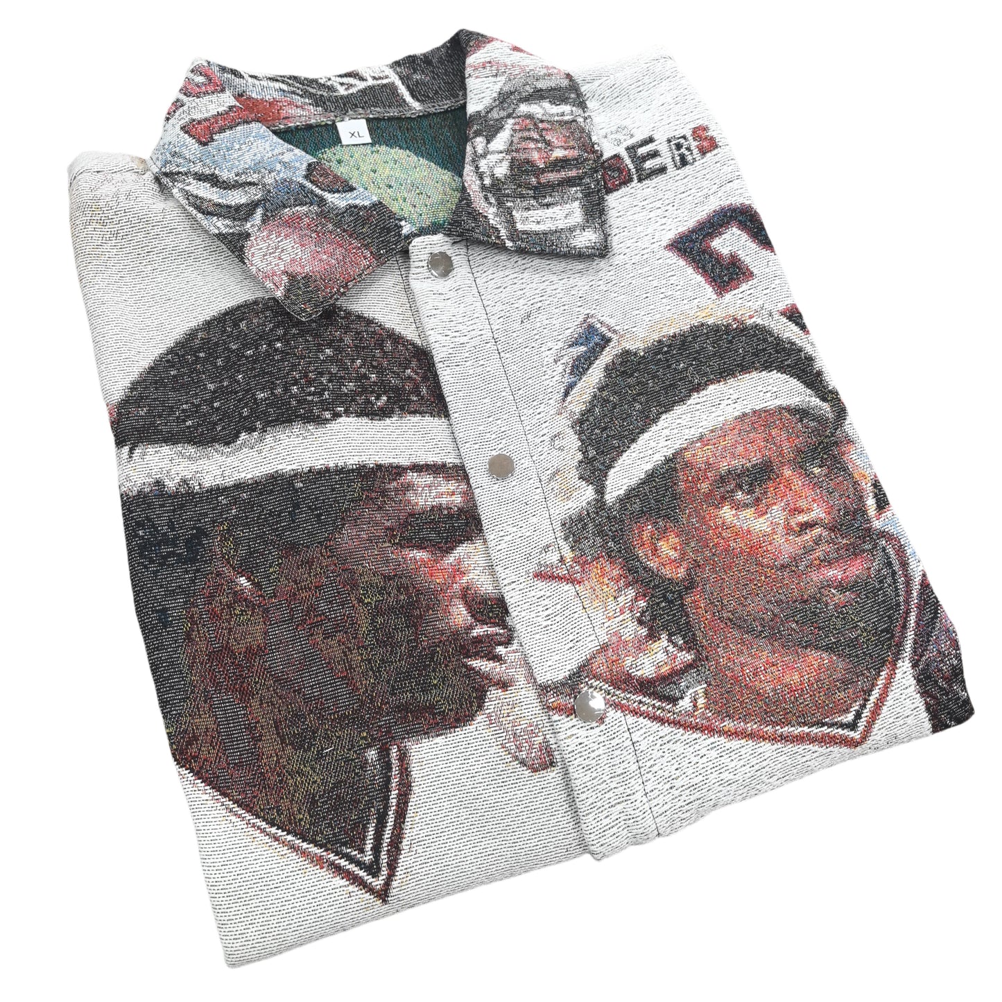 Vintage Football Legend Tapestry Button-Up Shirt