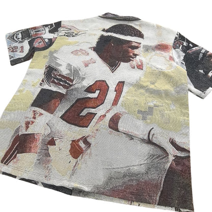Vintage Football Legend Tapestry Button-Up Shirt